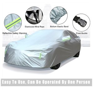 Pecham Car Cover Waterproof All Weather Upgraded UV Protection Sedan Cover Universal Outdoor-XL